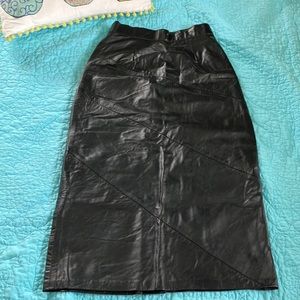 U.S. Leather Black Mid Length Skirt